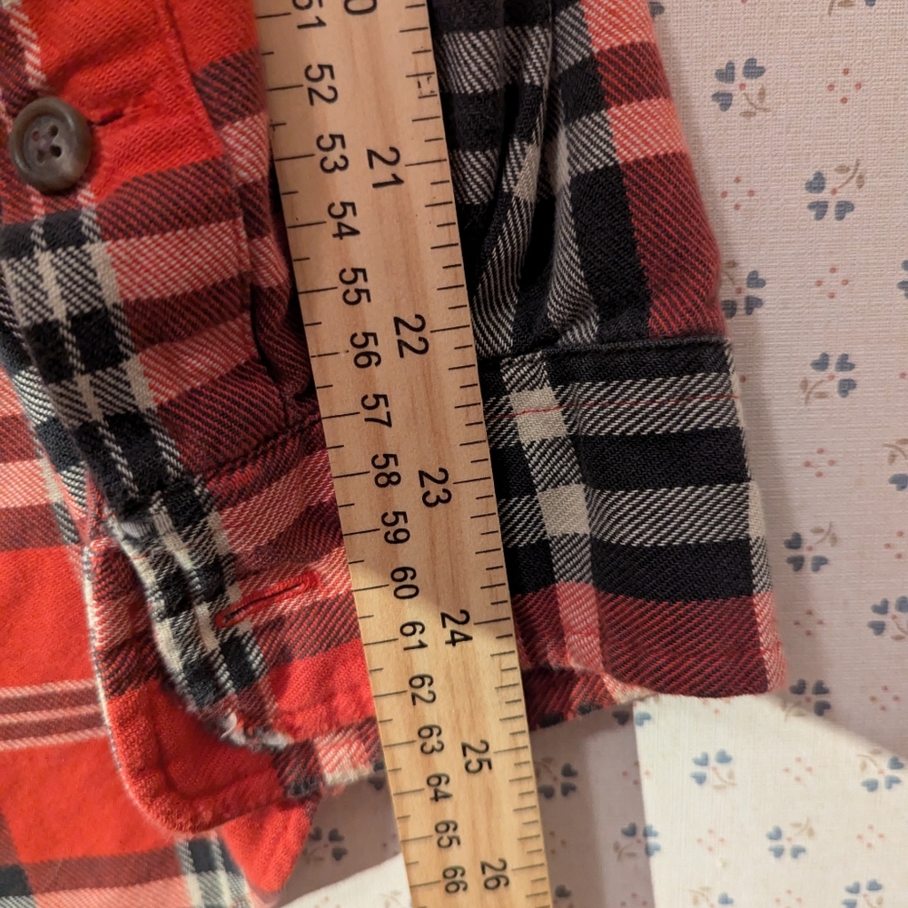 Polo Country Shirt Vintage Ralph Lauren Men's Red Plaid Button Down Rare Fraying - Picture 9 of 12